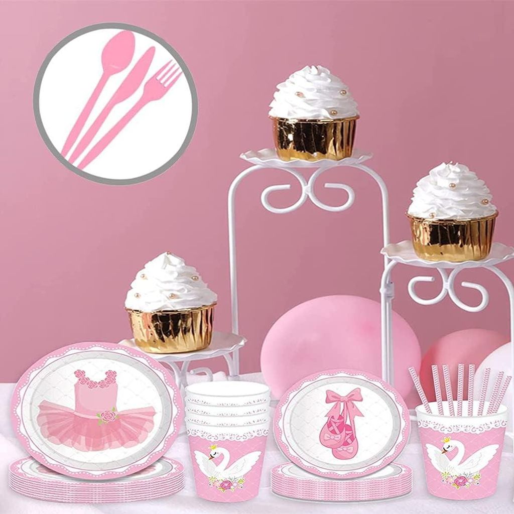 Feiergeschirr 70 Stück - Geburtstagsfeier Geschirrset - Dessertteller Set - Babyshower Partyzubehör - für 8 Gäste - Hochzeit Geburtstagsfeier B...