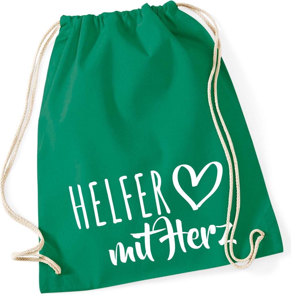 Huuraa Turnbeutel Helfer mit Herz 12 Liter Kelly Green Produktbild 