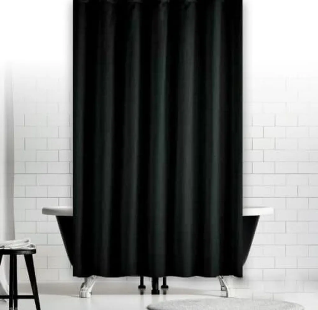 Tenda da Doccia 120x200 Nera Antimuffa Lavabile | Tessuto Tecnico