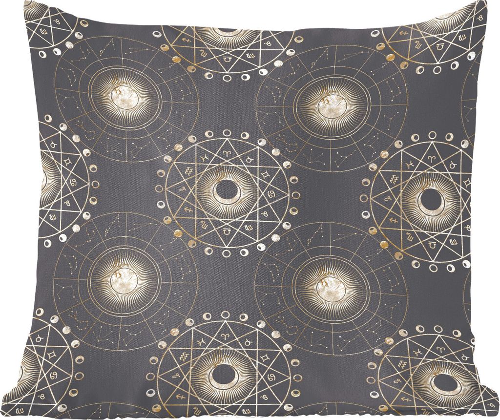 MuchoWow Zierkissen Sofakissen Wohnzimmer Dekokissen 45x45 cm Muster - Spirituell - Gold - Schlafpolster - Polster für das Sofa