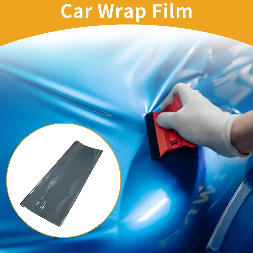 Film Vinyle Gris Brillant pour Voiture 152x640cm en PVC 5.5mil Durable