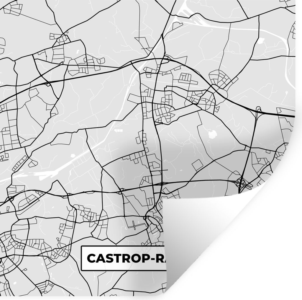MuchoWow Wandtattoo Wandsticker Wandaufkleber Karte - Stadtplan - Deutschland - Castrop-Rauxel - Karte 50x50 cm Selbstklebend und Repositionierba...