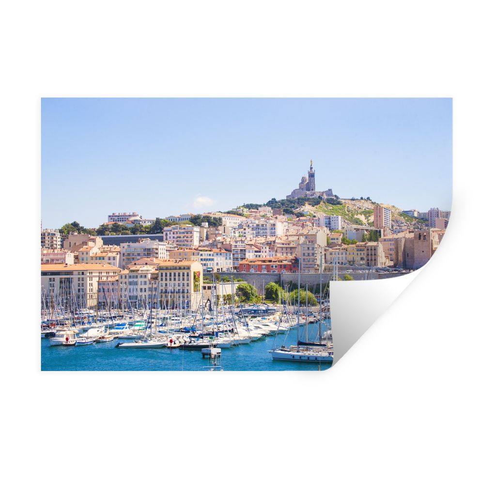 MuchoWow Wandtattoo Wandsticker Wandaufkleber Hafen von Marseille 60x40 cm Selbstklebend und Repositionierbar - Wierderverwendbar - Selbstklebend