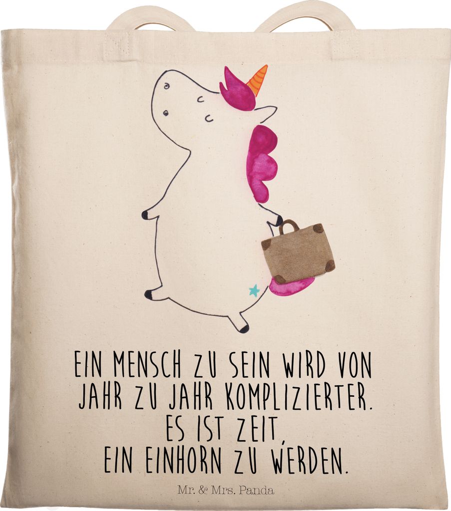 Mr. & Mrs. Panda Einkaufstasche Einhorn Koffer - Transparent - Geschenk, Unicorn, Spaß, Abenteuer, Tote Bag, Reise, Laptoptasche, Einkaufstüte, S...