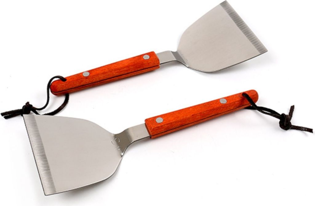 2er Pack Pfannenwender aus Edelstahl | Fleischwender mit Holzgriff | Bratenheber - Pfannenschaufel | Bratenwender Grillwender | Grillspachtel | BBQ...