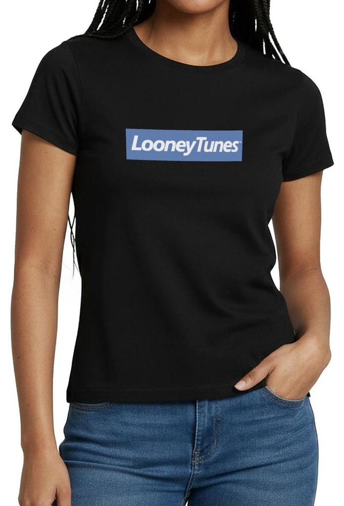 Spreadshirt Looney Tunes Road Runner Design Front- & Backprint Frauen T-Shirt, XL, Schwarz
