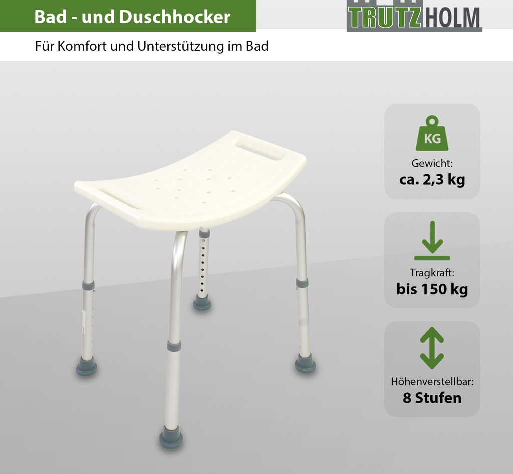 TrutzHolm Bad- & Duschhocker 8-fach höhenverstellbar, 150 Produktbild 