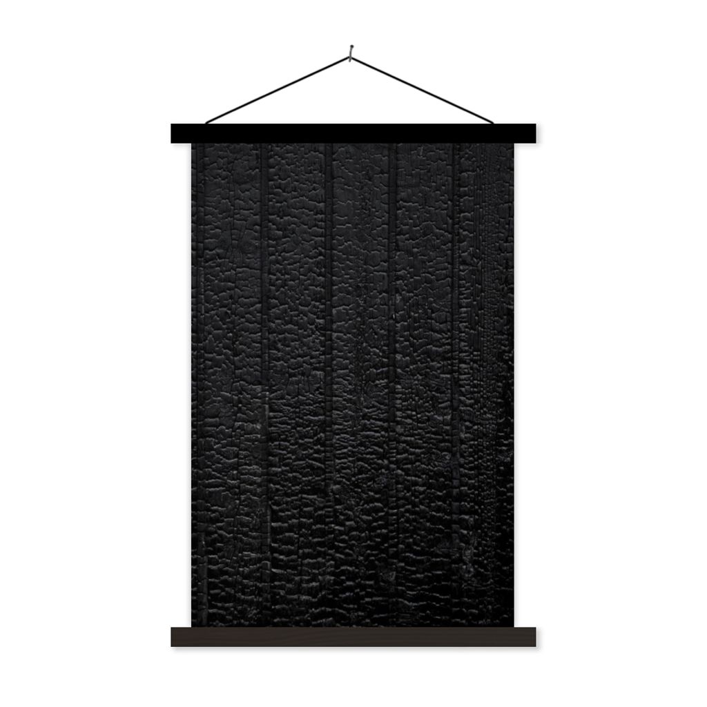 MuchoWow Textilposter Schwarz - Design - Textur - Lederoptik 60x90 cm mit schwarzem Rahmen - Poster Wohnzimmer