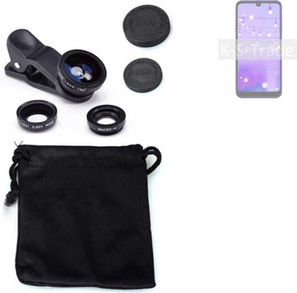K-S-Trade Smartphone Kamera Linsen Set Kompatibel mit LG Electronics W11 3in1 Clip-On Kamera Adapter Macro Weitwinkel FishEye Fischauge Objektiv Linse