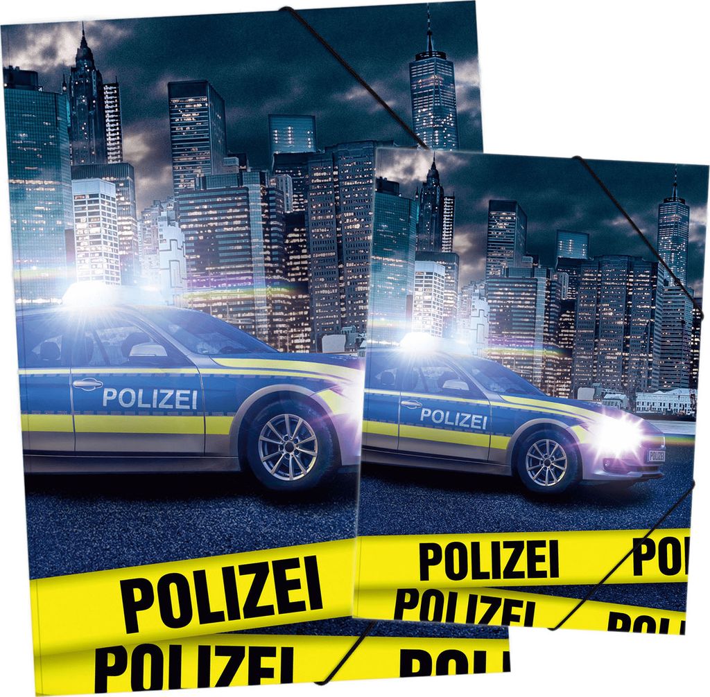 itenga Gummizugmappe Zeichenmappe A4 und A3 Motiv Polizei Produktbild 