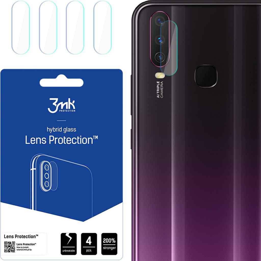 3mk Hybridglas Lens Protection für Vivo Y17 Kamera Objektiv Kameralinse 0,16mm 6H (4 Stück)