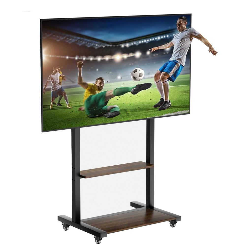 WISFOR TV Ständer Rollbar, TV Standfuss Höhenverstellbar Fernsehständer Halterung Universal für 40”-86”,VESA 600x400mm,bis Max 50kg