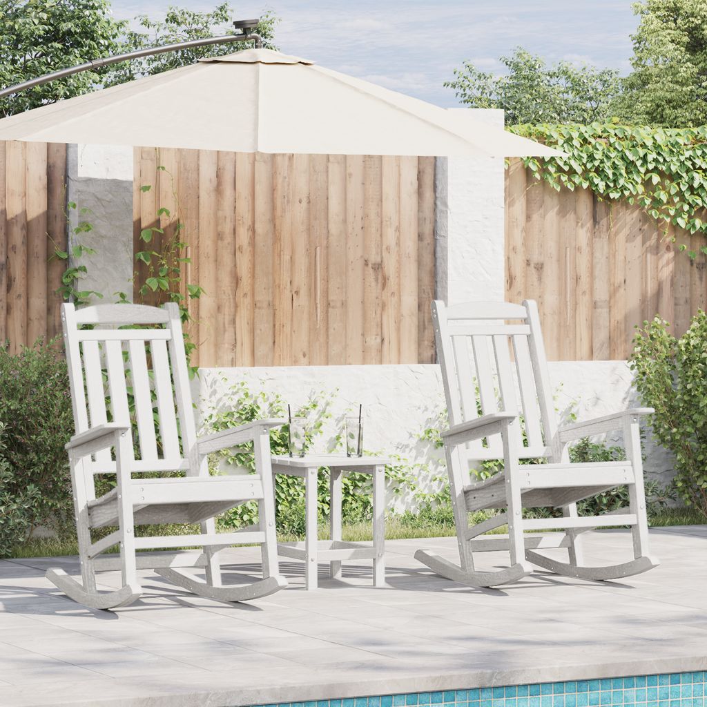 Desgin Garten Schaukelstühle 2 Stück Weiß 70x92x107,5 cm HDPE - Gartenstühle 3335810