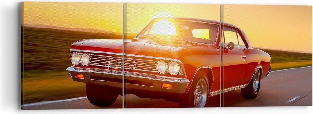 Bild auf Leinwand - Leinwandbild - Auto Straße - 90x30cm - Wand Bild - Wanddeko - Wandbilder - Leinwanddruck - Bilder - Kunstdruck - Wanddekoratio...