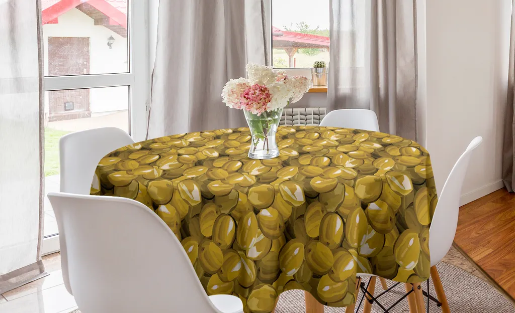 Tovaglia Elegante Rotonda ABAKUHAUS Olive 150cm - Giallo Fulvo Chic