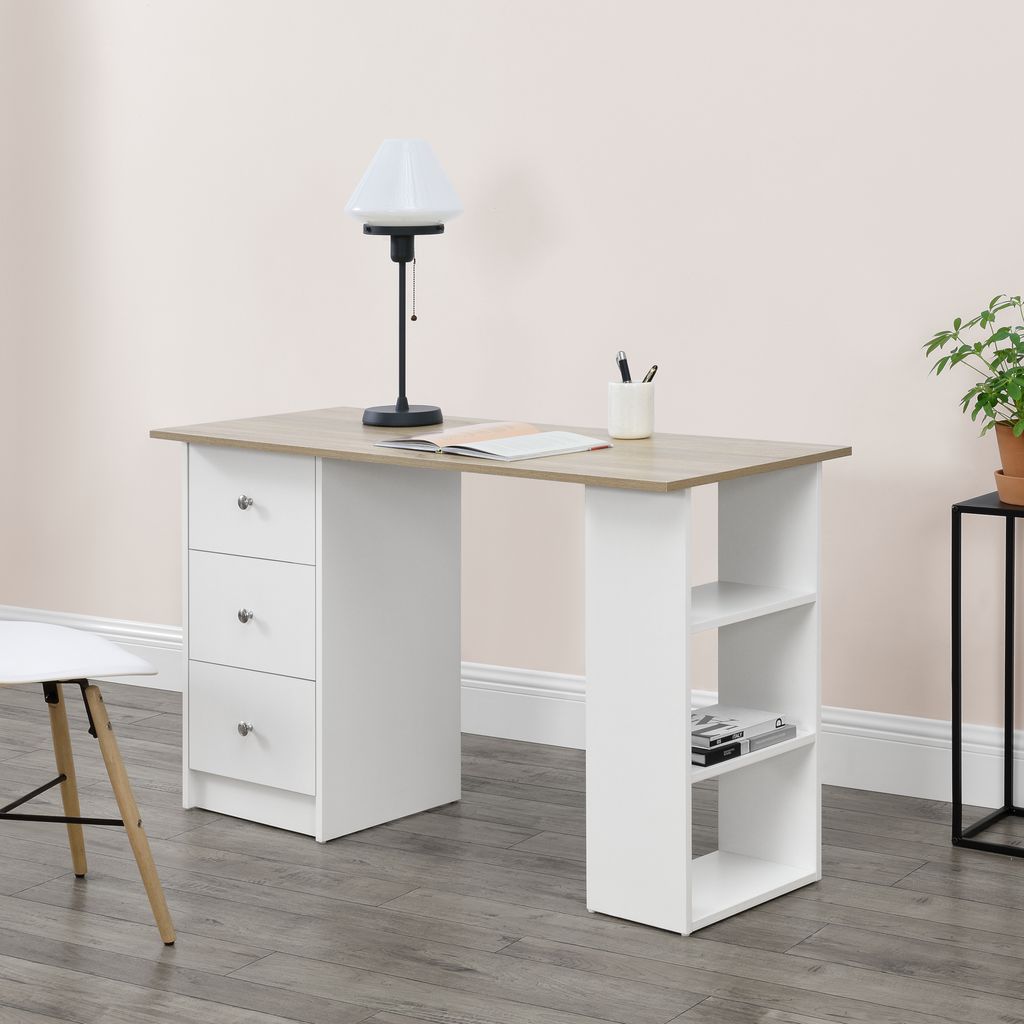 B-WARE Schreibtisch Regal Bürotisch Computertisch Arbeitstisch Tisch Eiche/Weiß 