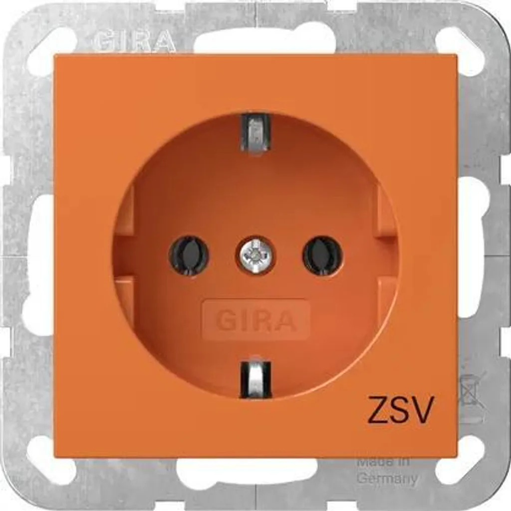 Prise de Courant Orange GIRA System 55 SCHUKO ZSV pour Réseau de Secours