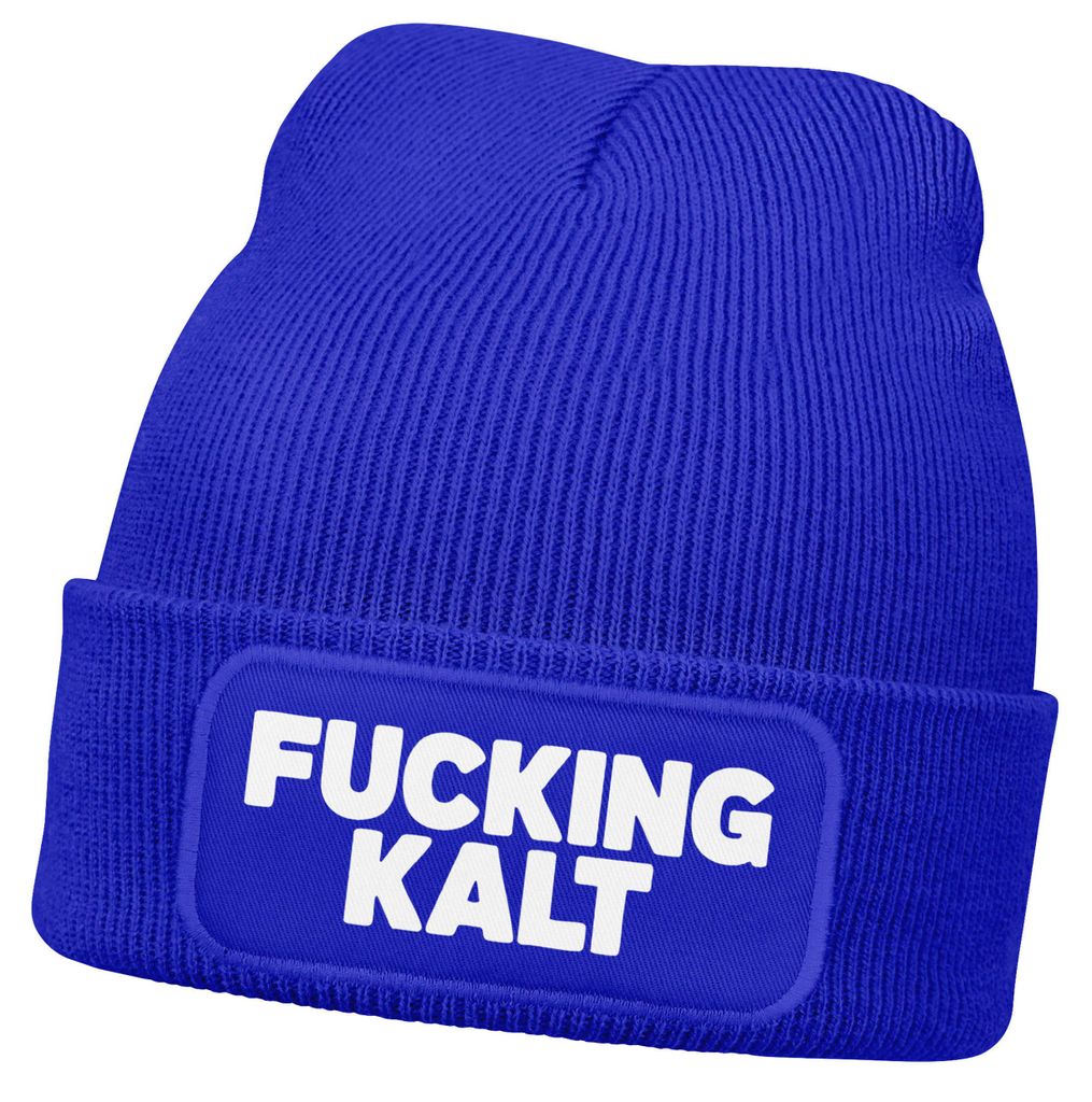 Damen Beanie mit Patch Strickmütze mit Spruch Kalt Wintermütze Statement Aufdruck Lustig Damenmütze Moonworks