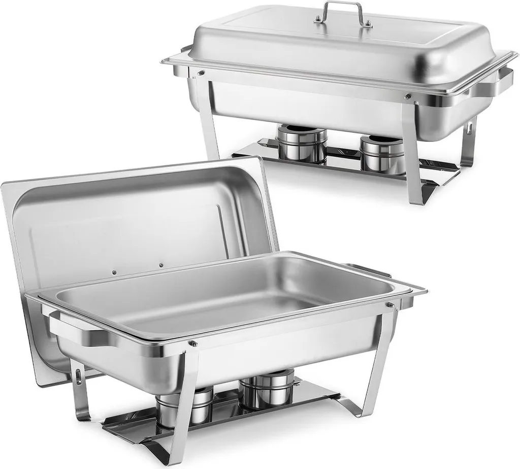 Gardez vos Plats Chauds sans les Dessécher : Lot 2 Réchauds Inox 8,5L