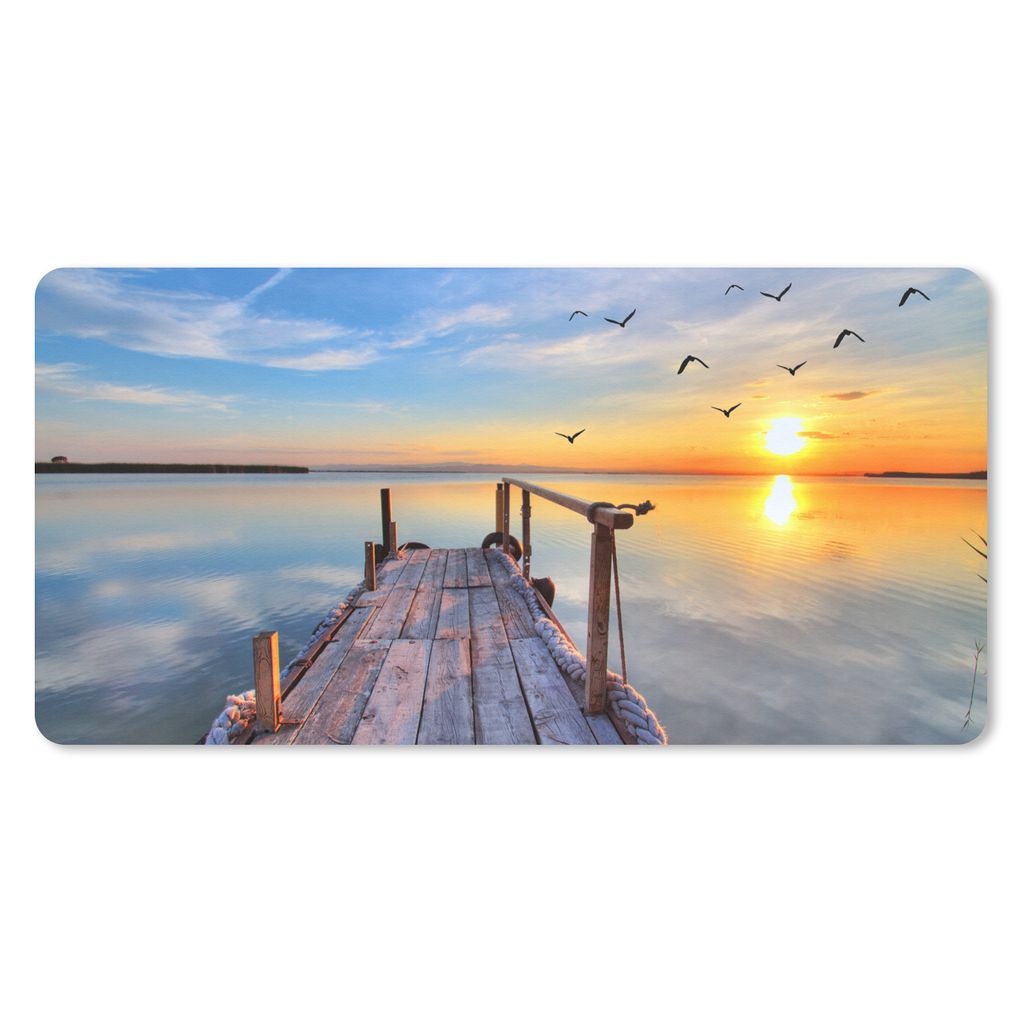MuchoWow® Mauspad Mousepad Wasser - Steg - Vögel - Produktbild 