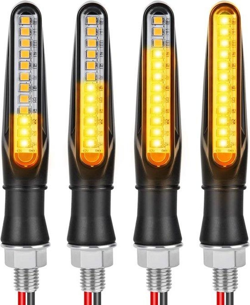 Motorrad-Signallichter - 4 Stück Universal-Wasserfest Motor-Signallichter - 12V Leuchtende Licht - Tagfahrlicht Bremslicht für Motorrad (Schwarz)