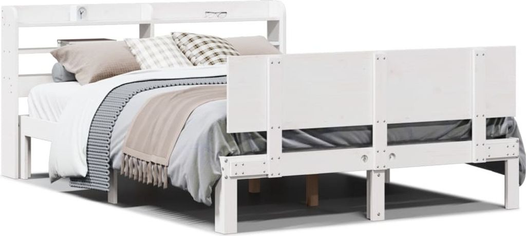 Maison Exclusive - Bettgestell mit Kopfteil ohne Matratze Weiß 120x200 cm