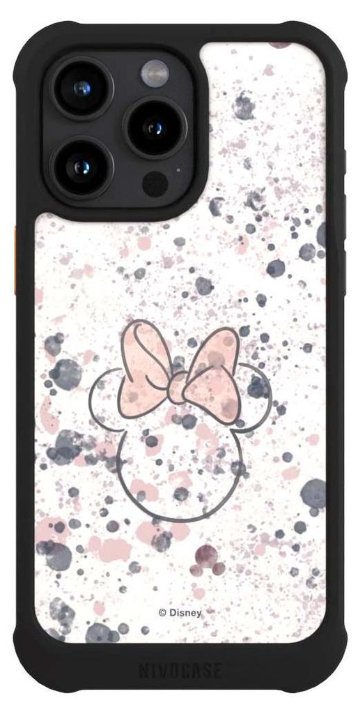 NIVOCASE Hülle für Apple iPhone 15 Pro Max Stoßfeste Handyhülle NIVOmax Case Schwarz Disney Minnie Mouse Wasserfarbe