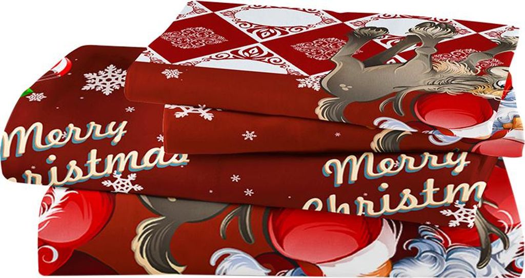 Weihnachts-Bettwäsche-Set aus Polyester mit 3D-Druck Bettbezug + 2 Stück Kissenbezüge + Bettlaken-Set Weihnachtsdekoration für das Schlafzimmer...