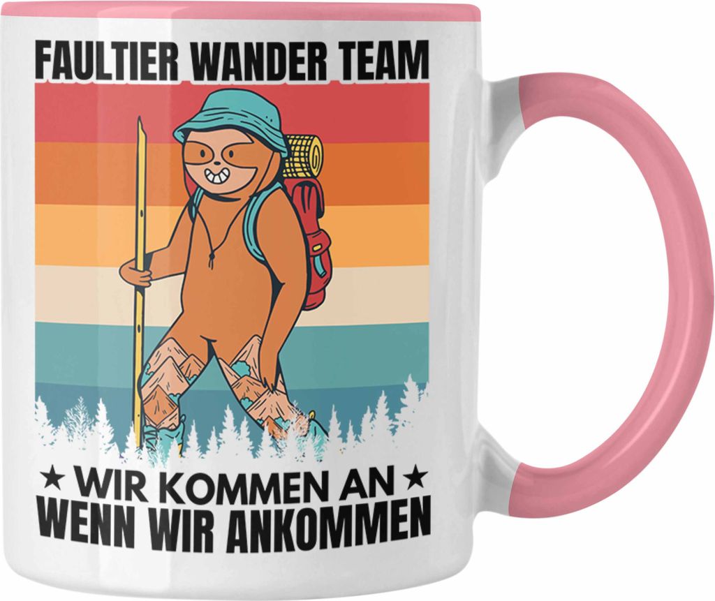 Trendation - Faultier Tasse Geschenk Faultier Wander Team Gessch Wander Geschenke (Rosa)