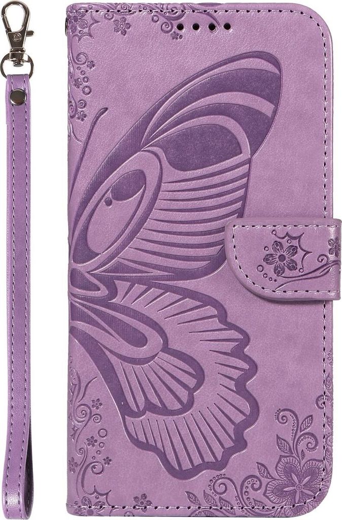 Mobigear Butterfly Samsung Galaxy S25 Plus Hülle Klapphülle Geldbörse - Lila