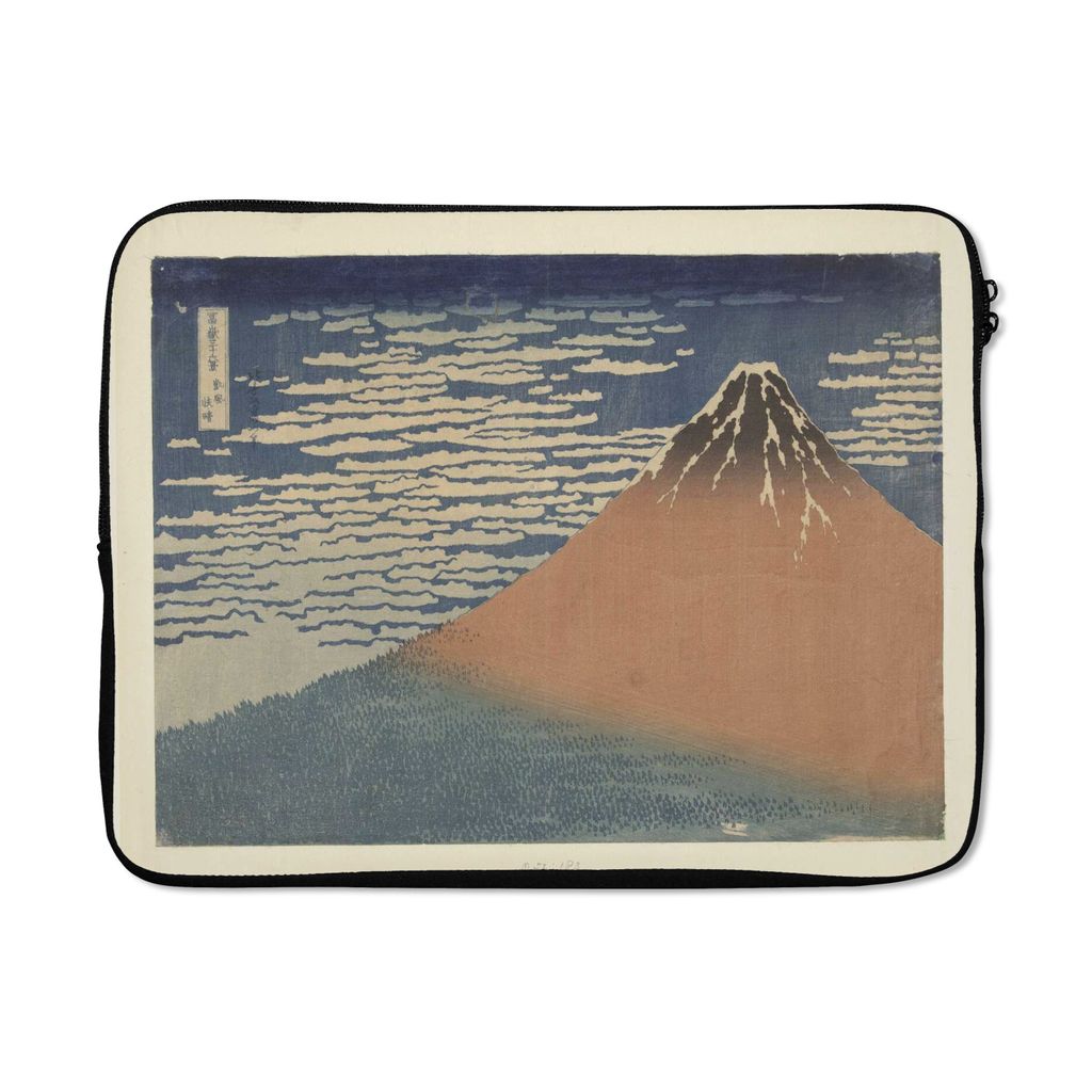 MuchoWow Laptop Hülle 17 Zoll Laptoptasche Klares Wetter und ein Südwind - Gemälde von Katsushika Hokusai - Zipper - Schutzabdeckung