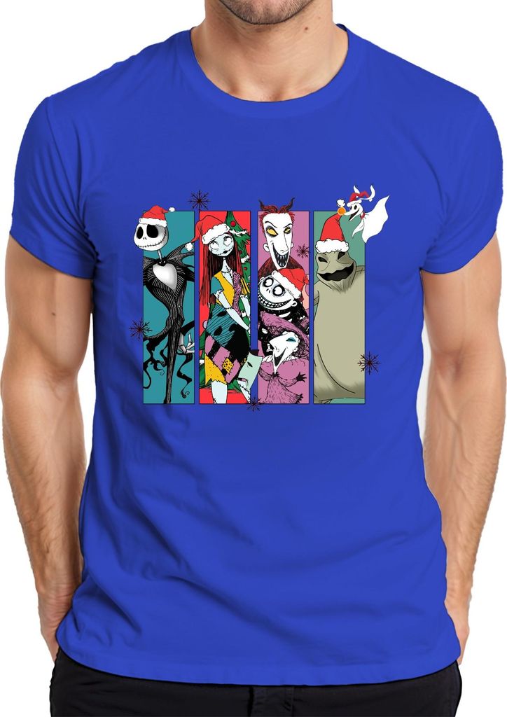 Nightmare Before Christmas Jack Skellington Sally Oogie Geschenk Herren T-Shirt, Blau, M