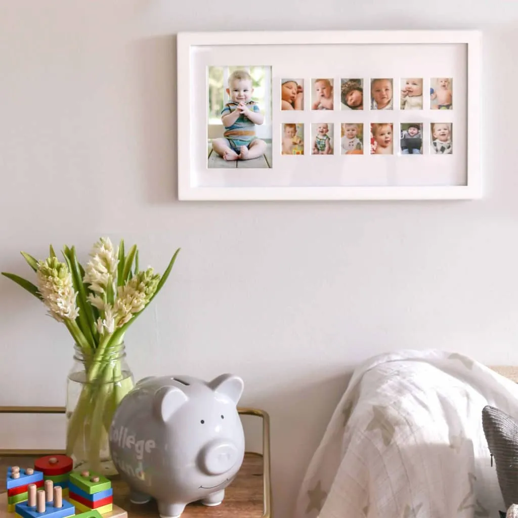 Cadre Photo Bébé Blanc Pearhead Multi-Emplacements Style Bois Moderne