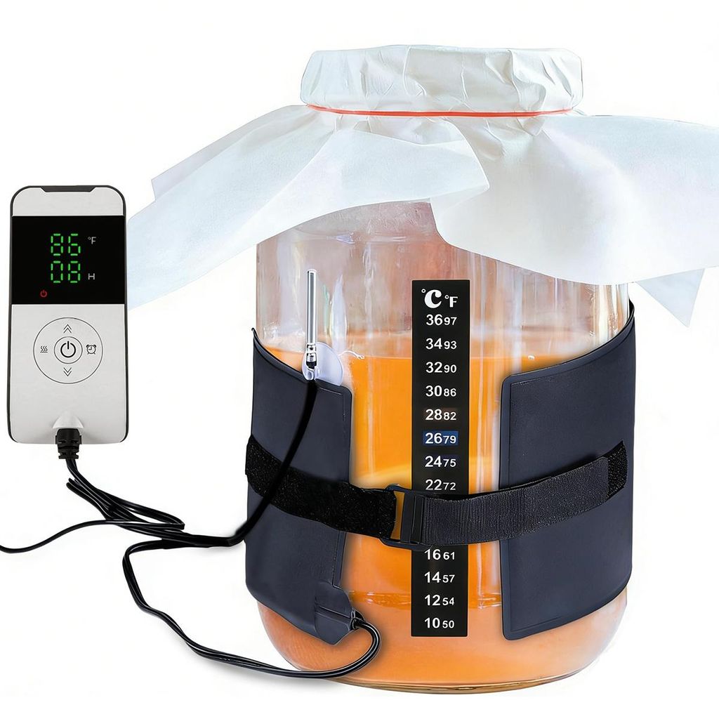 Fermentations-Heizmatte mit NTC-Sensor, PVC wasserfest, Graphen-Heizfolie, Überlastschutz, 14×53 cm, ideal für Sauerteig, Hefeteig & Gärprozesse