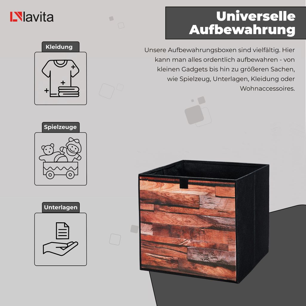 4 Faltbare Aufbewahrungsboxen 31x31x31 Cm – Dunkelbraun, Mit Griff | Ordnungssystem Für Kleidung & Mehr