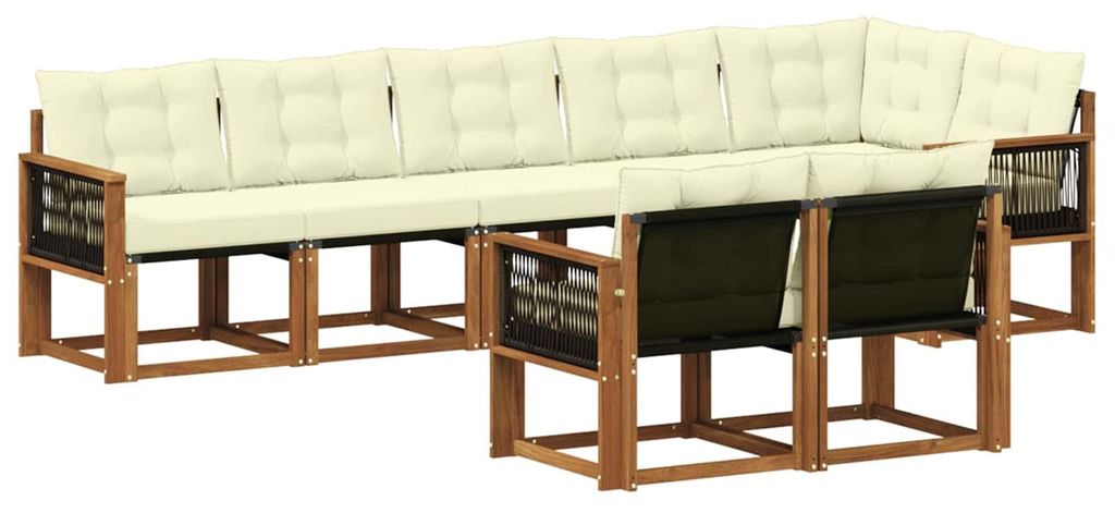 “2026 Modern“ Braun Outdoor-Sofagarnitur mit Kissen 8 pcs Natur und Creme - Designermöbel 73494 - Gartensofas