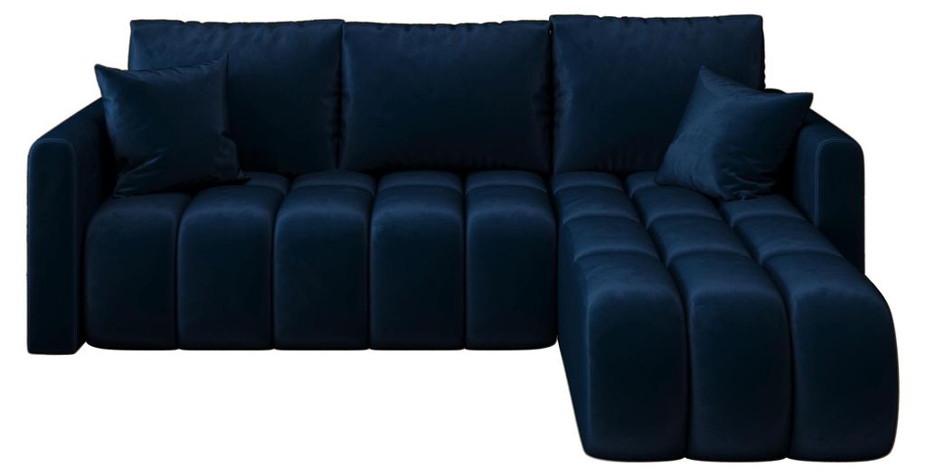 CORNERO Ecksofa mit schlaffunktion GARDA rechts dunkelblau Velours Monolith 77 - Schlaffunktion, Bettkasten