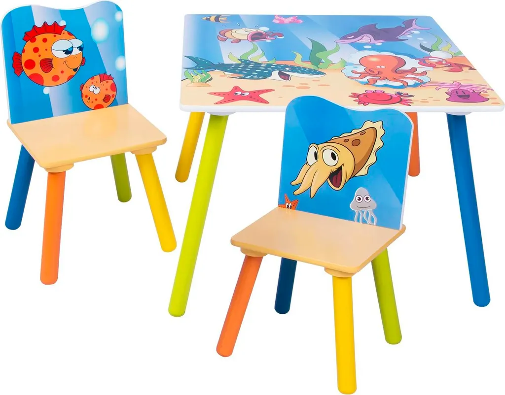 Table enfant minimaliste en pin massif - Ensemble meubles 3 pièces