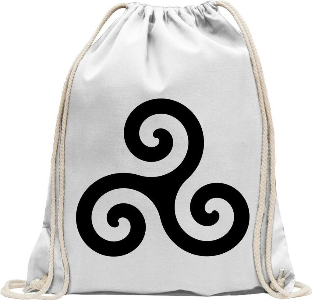 Kiwistar - Turnbeutel - weiss - Triskele - Fun Rucksack Sport Beutel Gymsack Baumwolle mit Ziehgurt