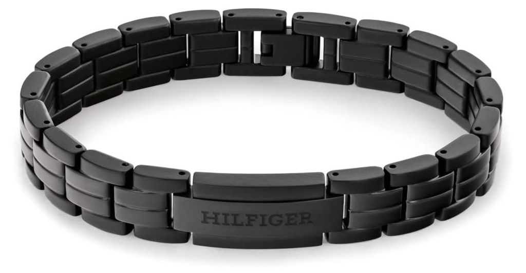 Tommy Hilfiger Herren-Gliederarmband, Edelstahl, Schwarz Produktbild 