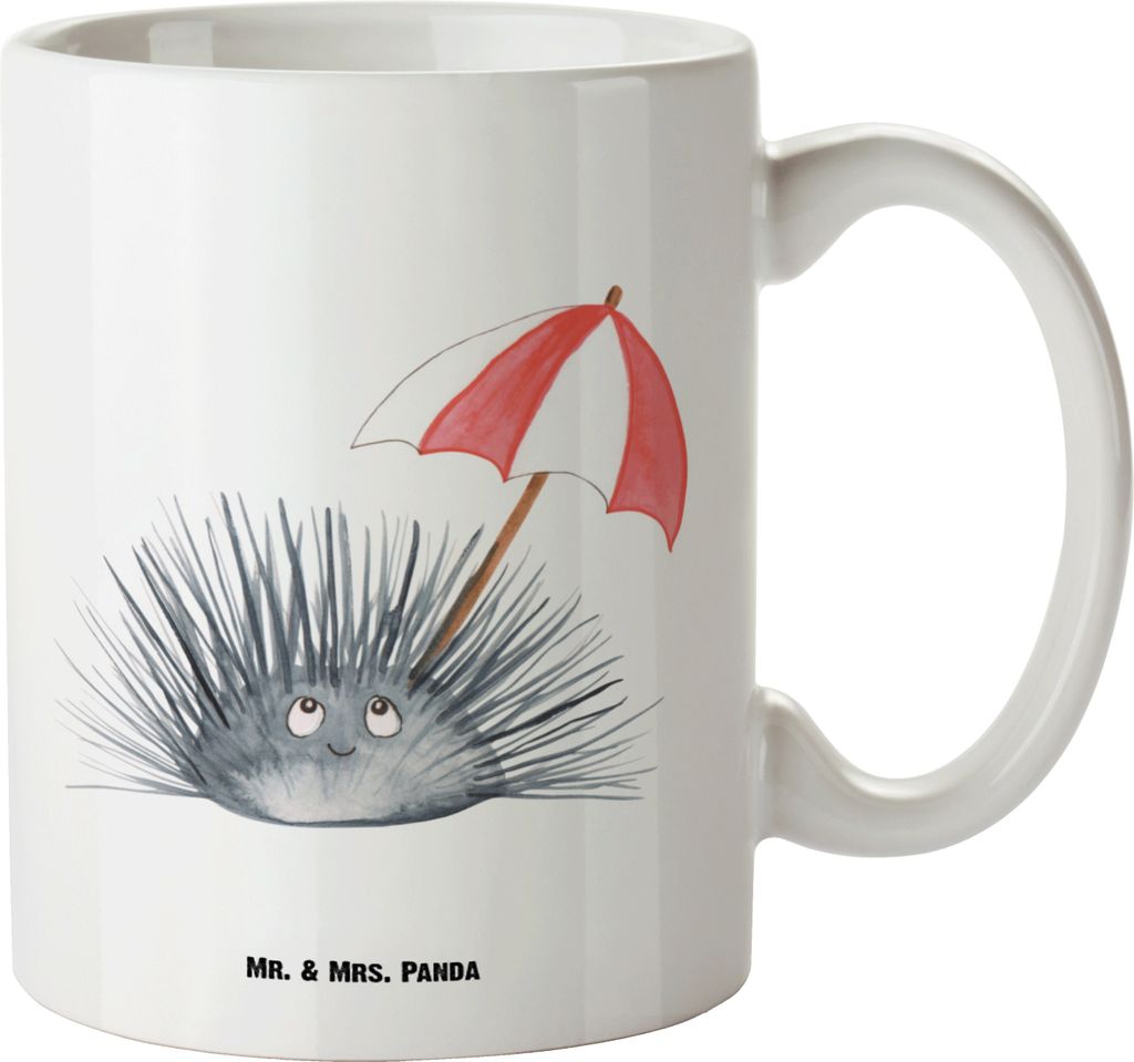 Mr. & Mrs. Panda jumbotasse Seeigel - Weiß - Geschenk, Meer, Große Tasse, Selbstakzeptanz, Pott, Leben, Haferl, Selbstliebe, Achtsamkeit, Teetass...