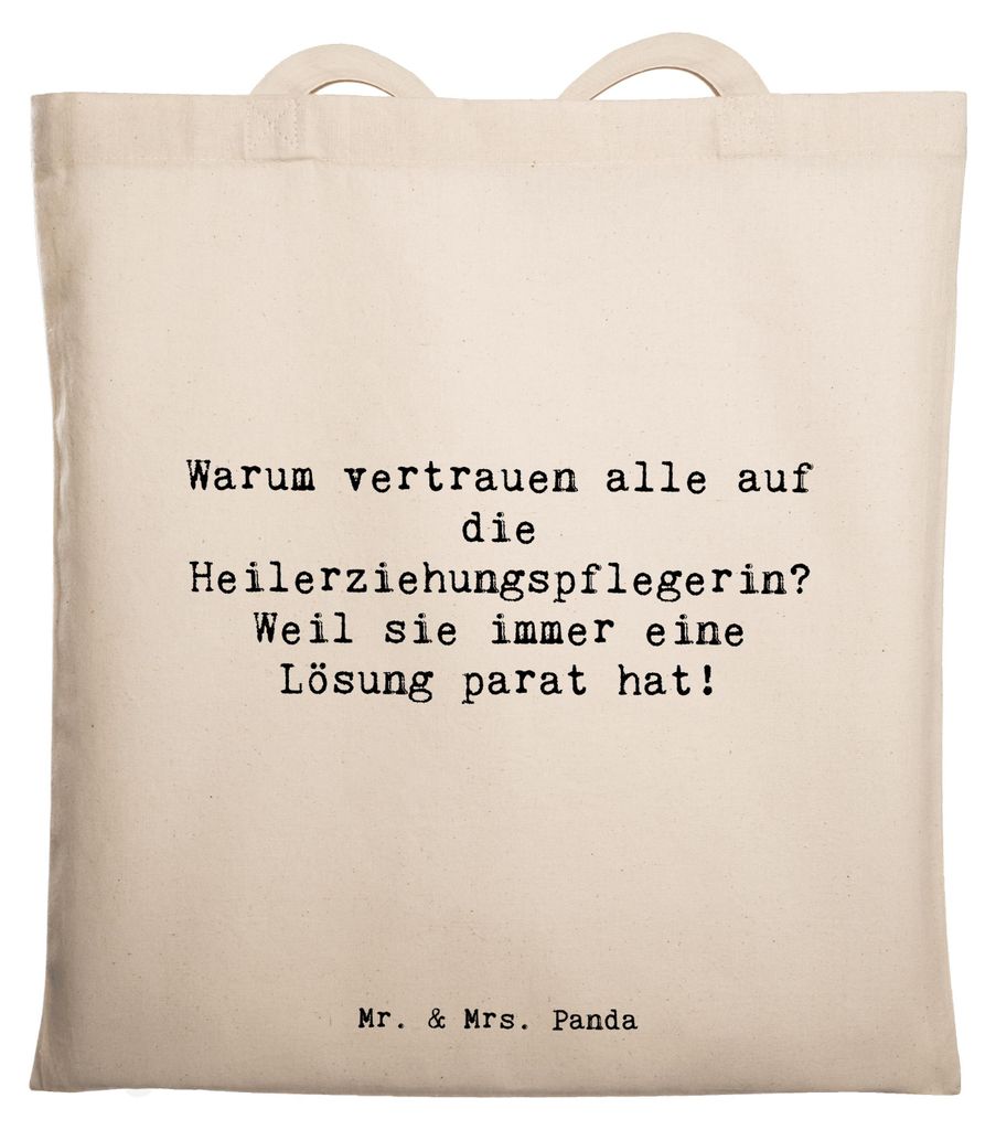 Mr. & Mrs. Panda tasche baumwolle Spruch Heilerziehungspflegerin Lösungpertin - Transparent - Geschenk, Berufsprodukte, medizinische Unterstützun...