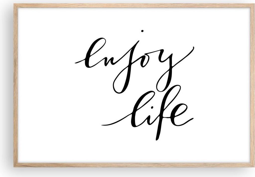 Gerahmtes Poster - Rahmen in heller Eiche - Genieße Leben Maxim - 91,5x61 cm - Wand Bild - Wanddeko - Wandbilder - Wandposter - Bilderrahmen - Bil...