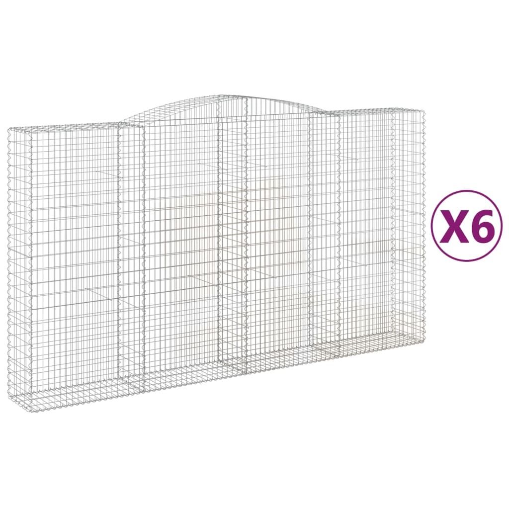 Gabionen mit Hochbogen 6 Stk. 400x50x220/240cm Verzinktes Produktbild 
