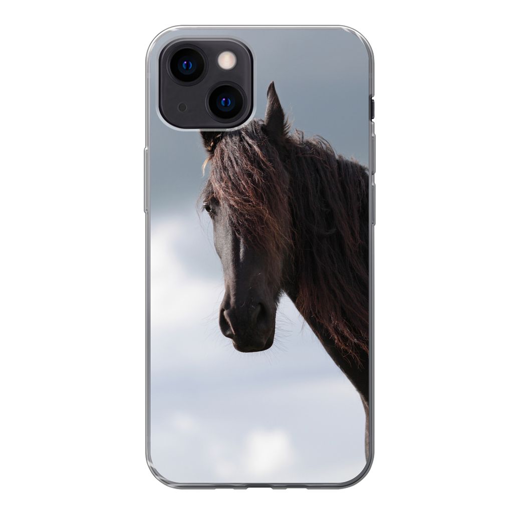MuchoWow Handyhülle Schutzhülle Hülle für iPhone 13 mini Pferde - Himmel - Porträt Silikon Softcase Handy Hülle - Softcase