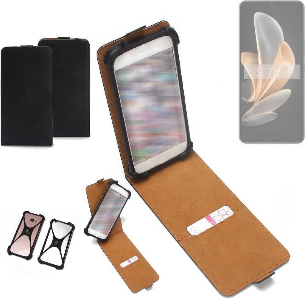K-S-Trade Handyhülle Schutzhülle kompatibel mit Vivo V30 Lite 4G Hülle Case Cover Flip Style Bumper schwarz 1x