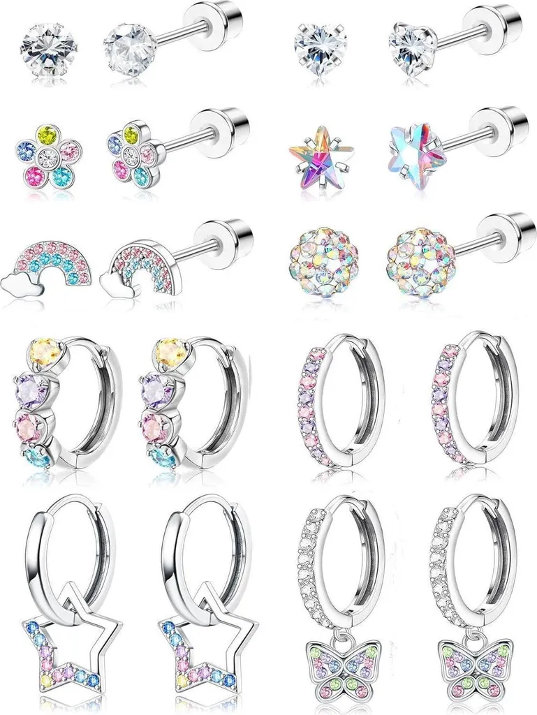 Set Orecchini Bambina JeweBella 10 Paia: Stile e Sicurezza 316L