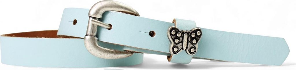 FRONHOFER süßer Kindergürtel mit silberner Schmetterling Niete, plastikfrei, 2 cm schmal