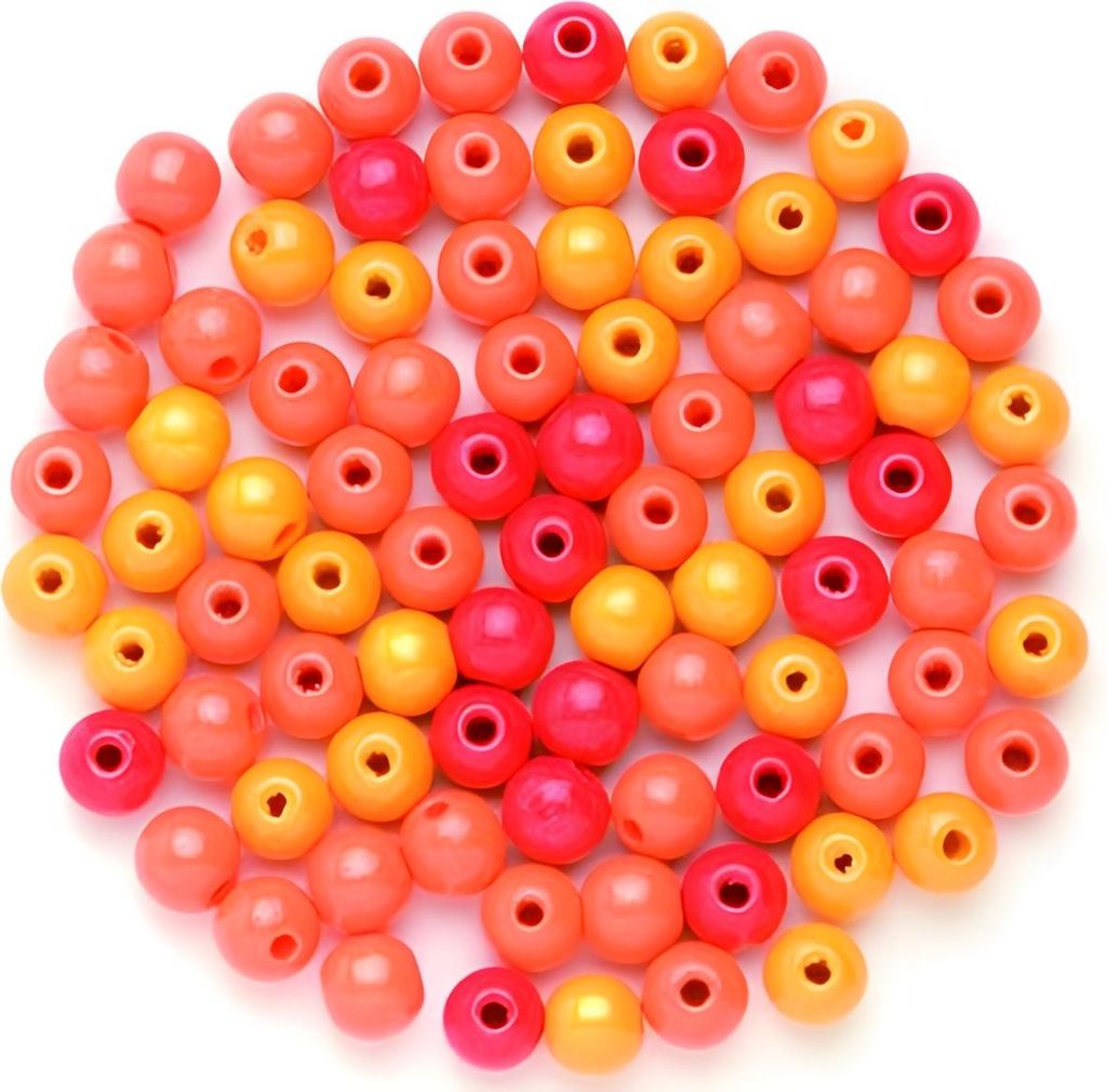 Glorex Holzperle orange mix 12 mm - 28 Stück