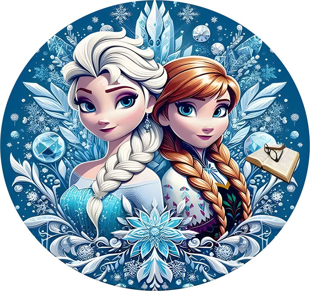 Rundteppich 120 cm – Das Winterreich von Anna und Elsa